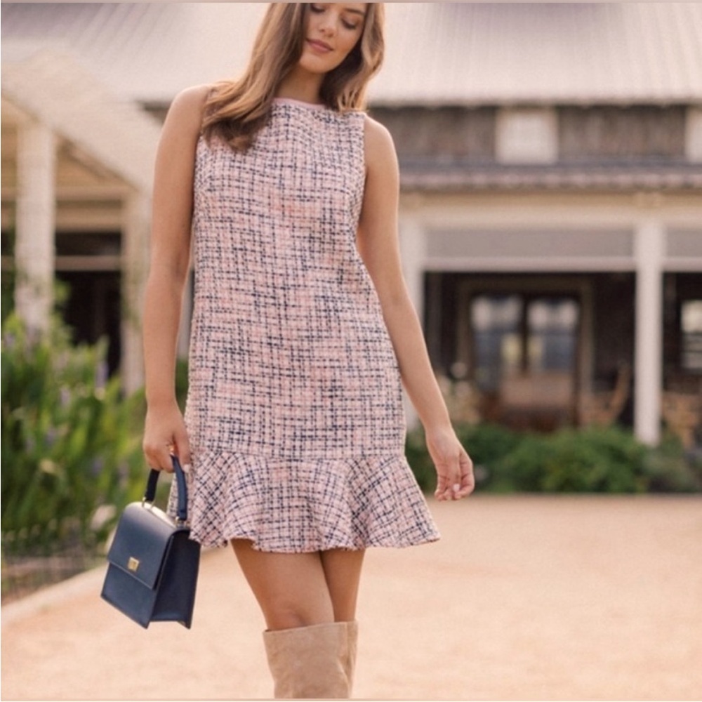 Gal Meets Glam Annika Pink Tweed Dress